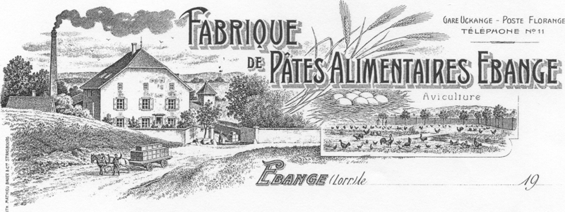 La fabrique de pÃ¢tes alimentaires Schiltz Ã Ebange - Fac-similÃ© d'entÃªte de courrier.